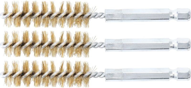 Messingbürste 14 mm Antrieb Außensechskant 6,3 mm (1/4') 3-tlg.