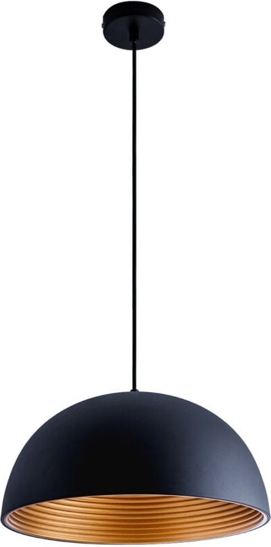 Pendelleuchte Hängelampe Esszimmer Küchenlampe Hängend 1,5m Textilkabel Ø40,5cm Bernstein - 720 Lumen / 8W, Schwarz-Gold...