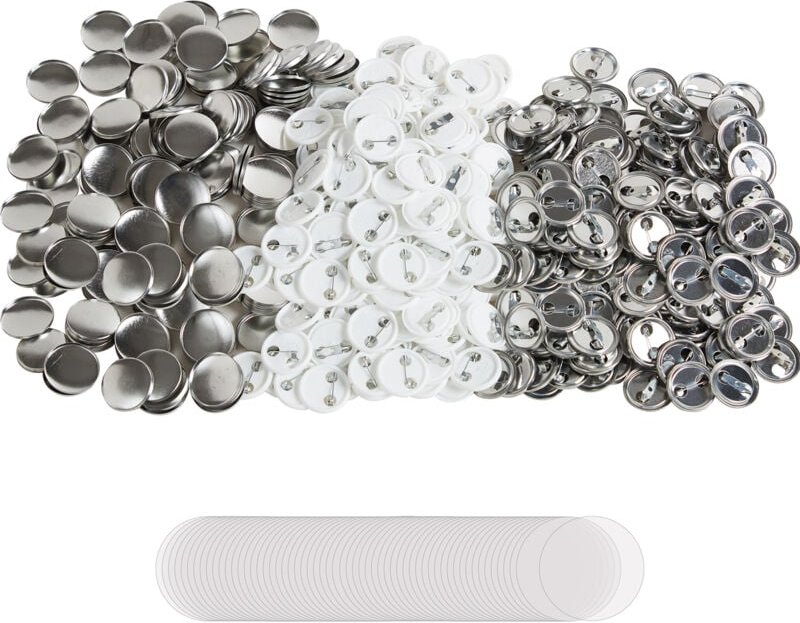 Mophorn 500 Sets 1 Zoll/25 mm Pin-Back-Button-Teile für Button-Maker-Maschine, DIY-Rundbutton-Teile mit Metalloberseite,...