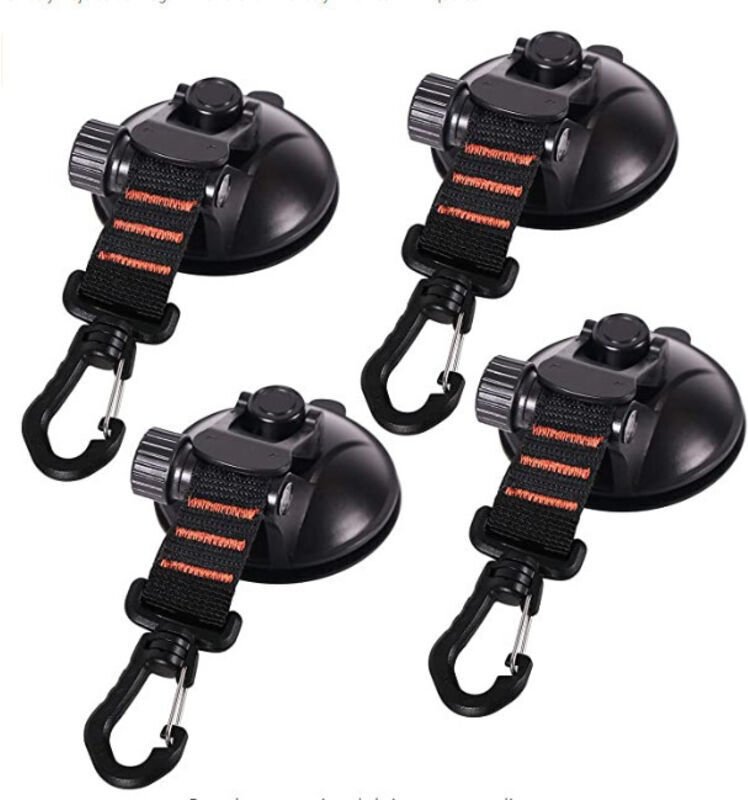 4er-Pack Saugnapf-Anker mit Saugnapfbefestigung für Auto, Camping, Plane und Zelt. Multifunktionale Saugnapfbefestigung ...