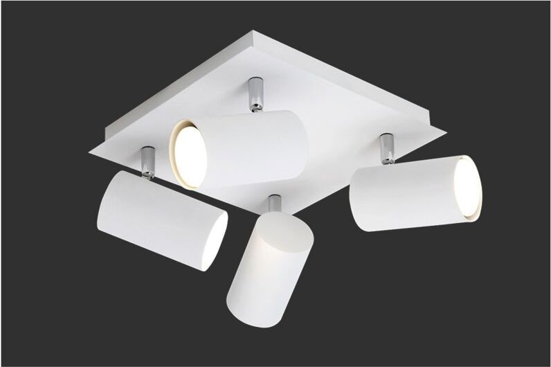 Iperbriko - Quadratische Deckenleuchte 4 verstellbare Strahler Marley White Trio Lighting