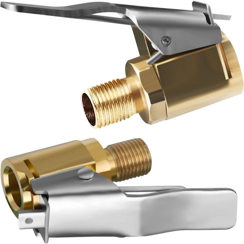 Autoreifenventiladapter, 2 Stück Messing-Inflatorspitze, Konvertierungskopfclip für Reifenventile, kompatibel mit allen ...