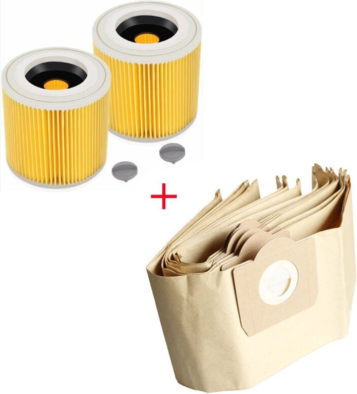 10X Staubbeutel 2X Filter für Staubsauger KARCHER WD3 Premium WD 3300 M WD 3200 WD3500 P 6959-130