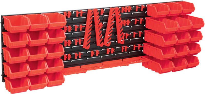 80-tlg. Behälter-Set für Kleinteile mit Wandplatten Rot Schwarz Vidaxl