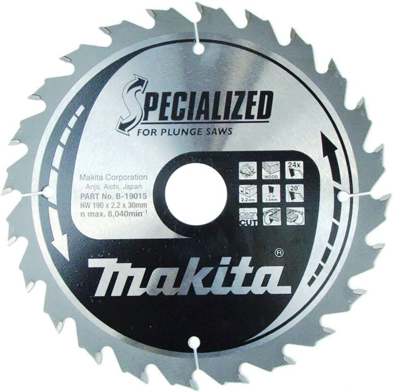 Thumbnail - Makita Kreissägeblatt, Spezial für Tauchsägen 190 x 30 mm • 24 Zähne • Holz