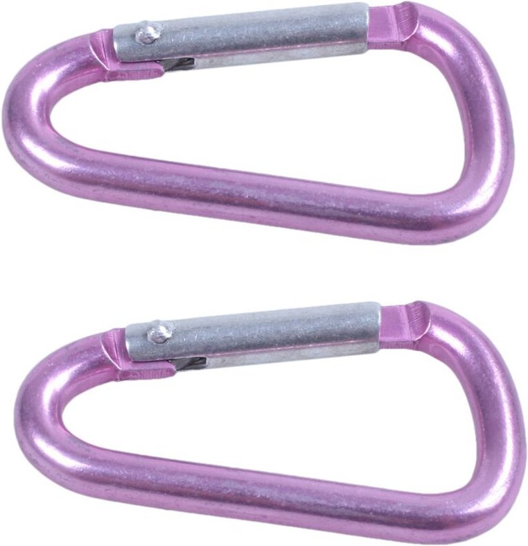 2X Rosa Aluminium-Legierung D-Shape Federbelastet Verschluss Karabiner