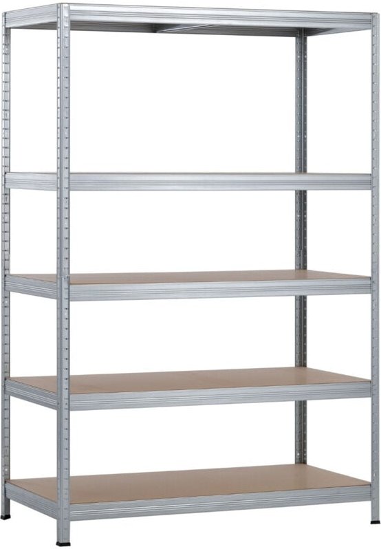 Modulares Metallregal mit 5 Böden 1250kg Silber 120x60x180cm 7house