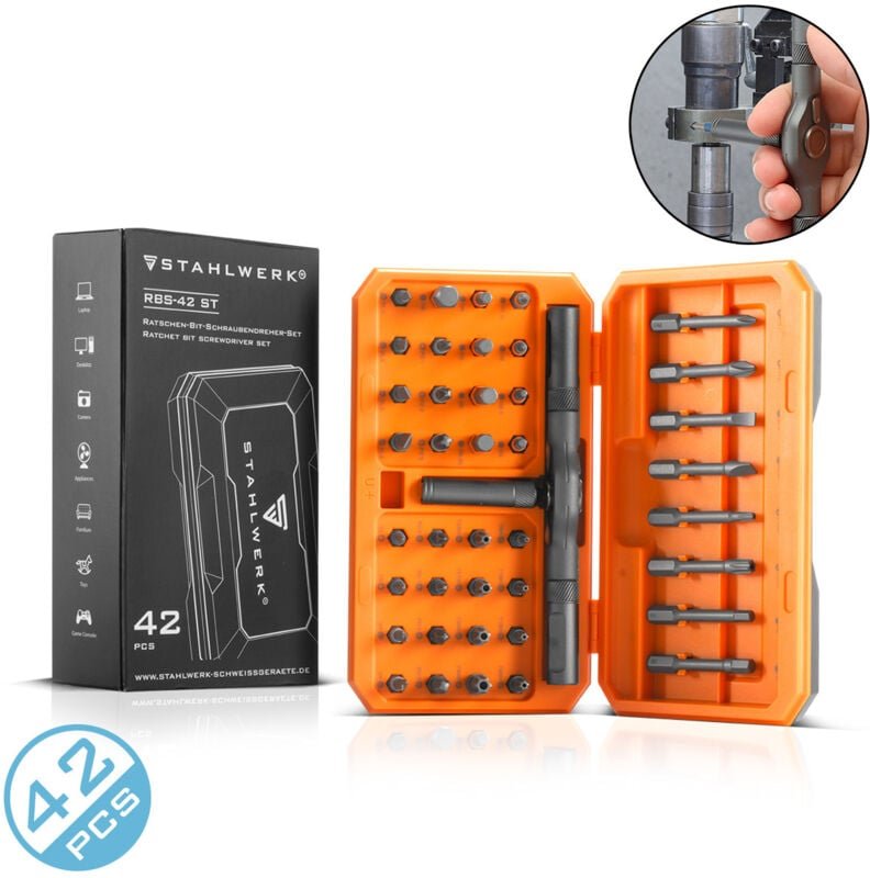 STAHLWERK Ratschen-Schraubendreher-Bit-Set RBS-42 ST 42-teilig Ratsche