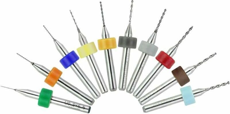 Set mit 10 Hartmetall-Mikrobohrern für Leiterplatten, 0,3 mm bis 1,2 mm Durchmesser, 1/8"-Schaft, klein, mini, winzig, W...