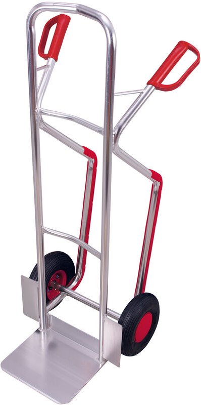 VARIOfit Aluminiumkarre 200kg Tragkraft Kunststoffgleitkufen mit gebogenen Querstreben Luftbereifung
