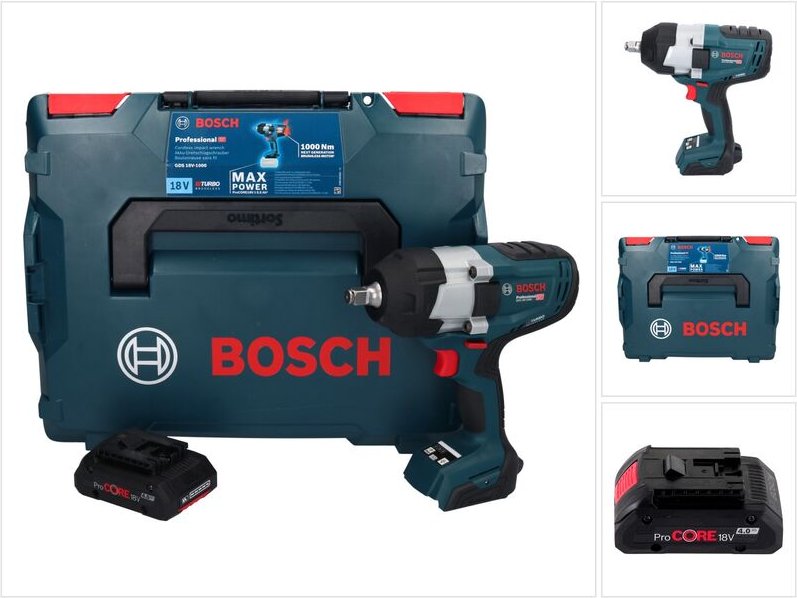 Bosch Professional - Bosch gds 18V-1000 Professional Akku Drehschlagschrauber 18 v 1000 Nm biturbo Brushless + 1x ProCOR...