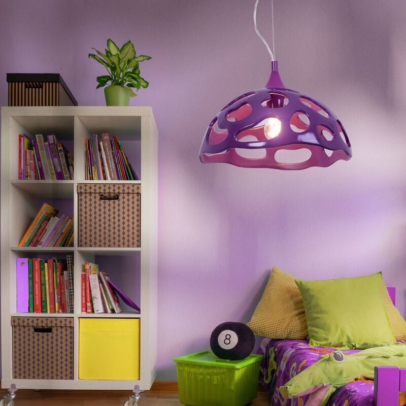 Pendellampe Hängeleuchte Esstischlampe purple Wohnzimmer Küchenlampe, Metall, 1x E27 Fassung, DxH 38x110 cm