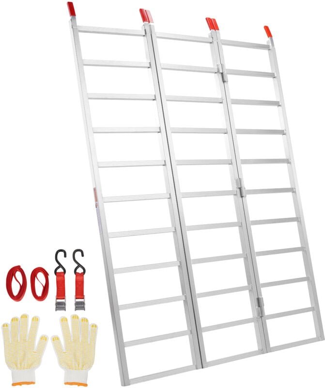 Mophorn - vevor Aluminiumrampen, Dreifach Faltbare Rampe mit Lastgurten, 700 kg Klappbare Laderampe für Motorräder, Trak...