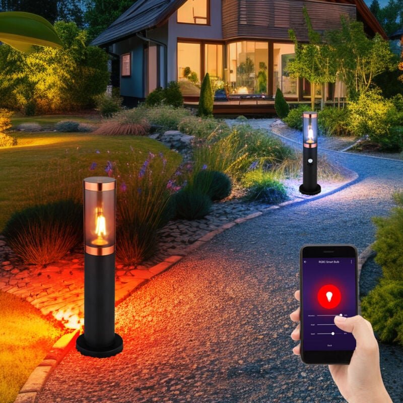 Sockelleuchte led Wegelampe Außenstehlampe mit Bewegungsmelder, App Steuerung cct, rgb Farbwechsel, Edelstahl, Smart 8,5...
