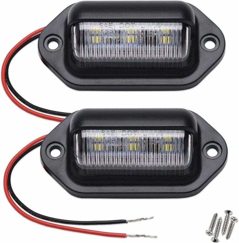 LED-Kennzeichenbeleuchtung für Autos, 2 Stück wasserdichte 6SMD-LED-Rückleuchten, Kennzeichenbeleuchtung für 12V/24V-Lkw...