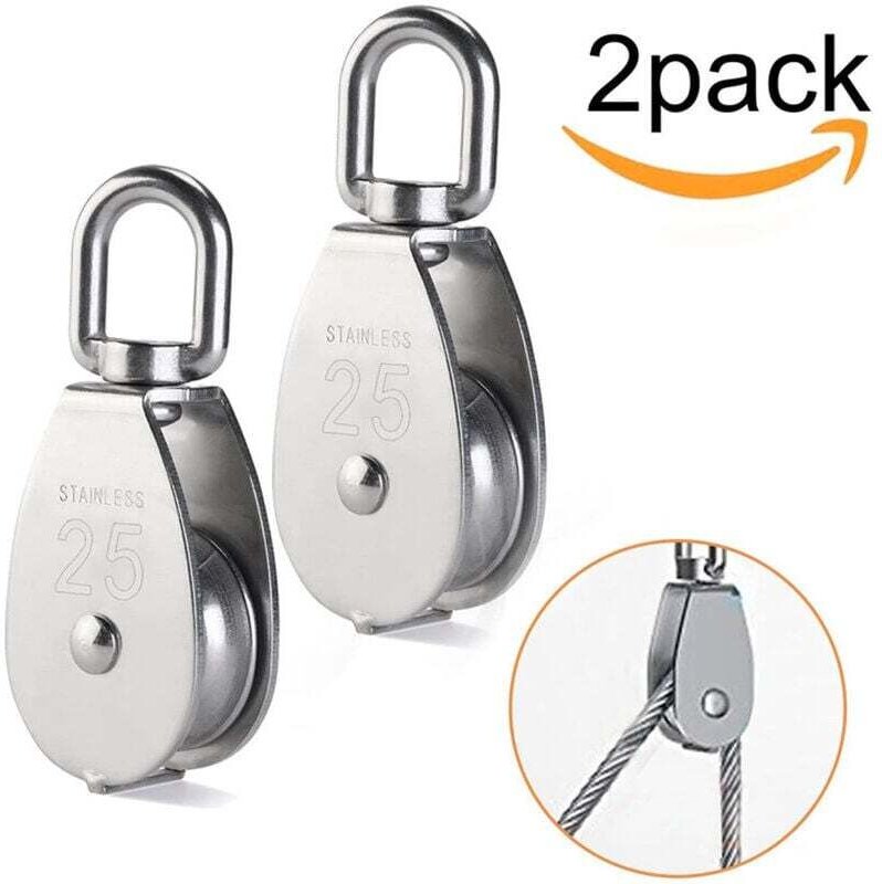 KZQ - Flaschenzug aus Edelstahl 304, M25, Heberolle, 150 kg, 2 Stück