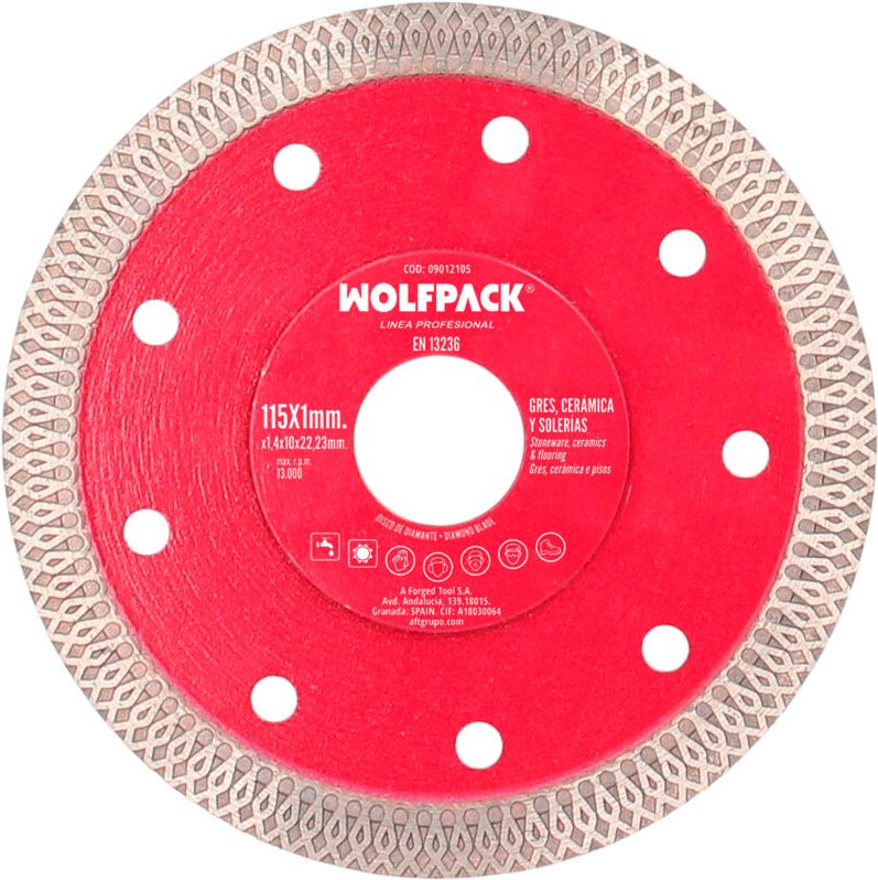 Wolfpack - Diamantscheibe ø 115 mm. Porzellan, Steinzeug, Keramik, Bodenbeläge. 10-mm-Segment.