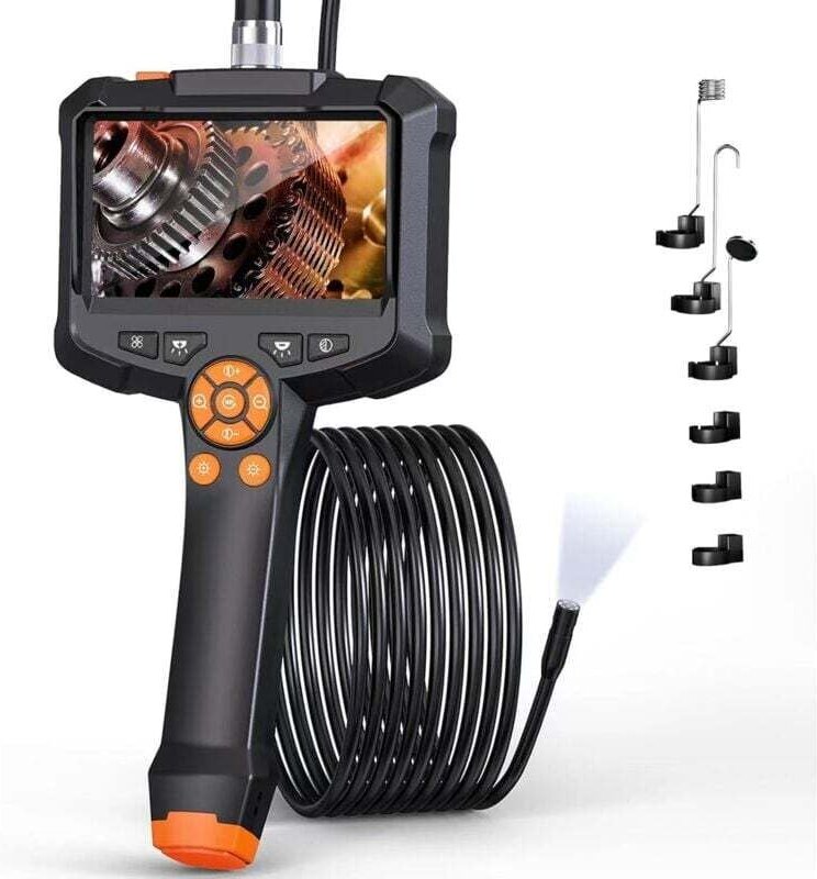 Endoskopkamera mit Licht, 8 mm IP67 wasserdichtes Endoskop, 4,3 Zoll IPS-Bildschirm Inspektionskamera, 1080P HD-Röhrenka...