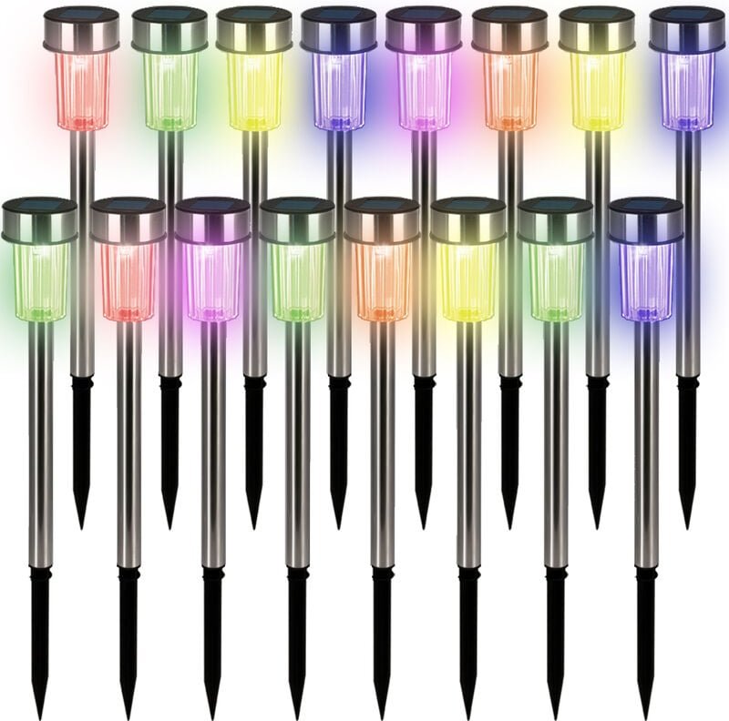 Led Solarlampen Außen 16er Set Wetterfest IP44 Edelstahl Farbwechsel Bunt Garten Balkon Solar Solarleuchten Außenbeleuch...