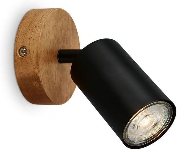 Briloner - Wandlampe Wandleuchte retro rustikal 1xGU10 9W Ø9 cm schwarz holz
