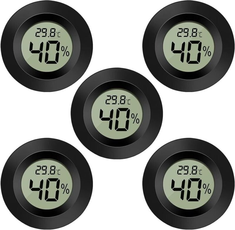 5er-Pack digitales LCD-Hygrometer-Thermometer, Temperaturanzeige für Luftbefeuchter, Luftentfeuchter, Gewächshaus, Kelle...