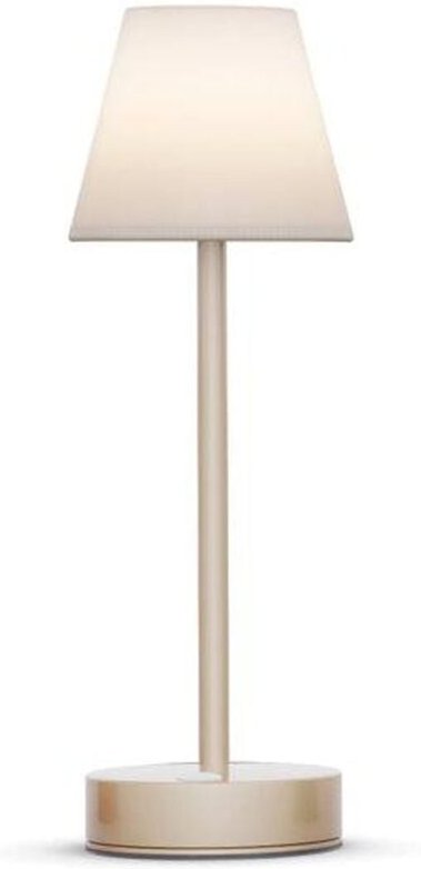 Licht-erlebnisse - Akku Außenleuchte led Touch Dimmer 32 cm hoch IP44 in Messing 4000 k kabellos tragbar Deko Tischlampe...