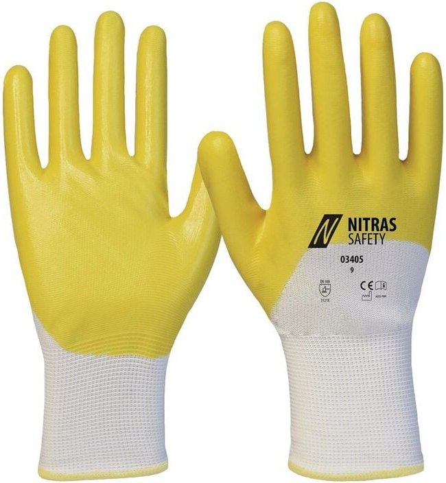 03405-8 Handschuhe 03405 Größe 8 weiß/gelb Polyester mit Nitril en 388 ps - Nitras