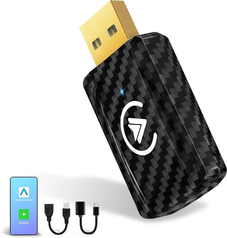 Kabelloser Android Auto- und Carplay-Adapter, 2-in-1, kabellos, konvertiert kabelgebundenes Android Auto/Carplay in kabe...