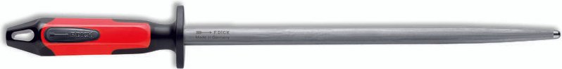 F.dick - Fleischerstahl 30 cm Griff rot/schwarz Wetzstahl rund mit 2 K-Griff