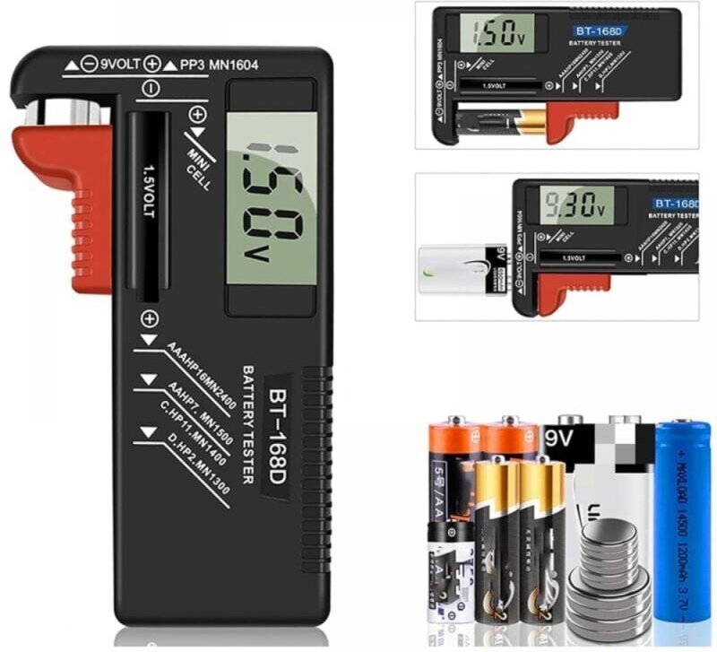 YMYNY Digitaler Batterietester, Universal Batterietester, Batterietester, für AA, AAA, C, D, PP3, 9V, 1,5V, Knopfzellenb...