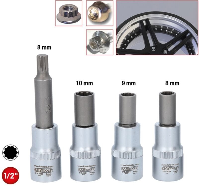 Oz Spezial-Alu-Felgen-Stecknuss-Satz für mehrteilige OZ-Felgen, 4-tlg