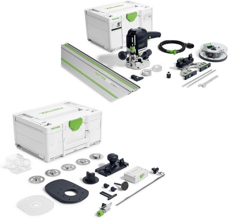 Oberfräse of 1010 REBQ-FS-Set+Box, incl. Zubehör-Set zs-of 1010 m, Führungsschiene, Fräserbox, Systainer SYS3 - Festool