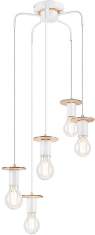 Lamkur Angelina Cluster-Pendel-Deckenleuchte Weiß, 5x E27