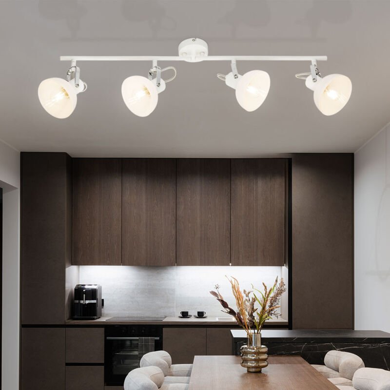 Deckenstrahler Deckenlampe 4 flammig Wohnzimmerleuchte Deckenleuchte weiß, bewegliche Spots, Metall, 4x E14, LxH 80 x 23...