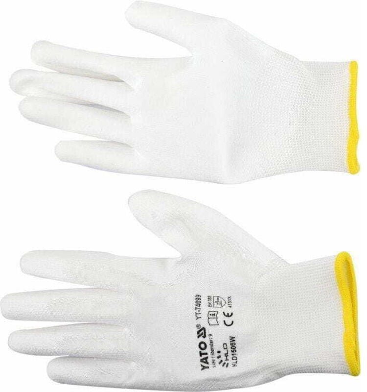 Yato Nylon/pu-Handschuhe Weiss Grösse 9