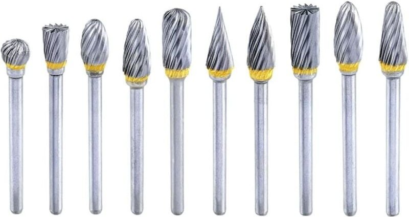 10-teiliges Wolframkarbid-Drehbohrer-Set mit Schaft, Spiralbohrer mit Einzelschlitzschnitt zum Polieren von Metall, Holz...