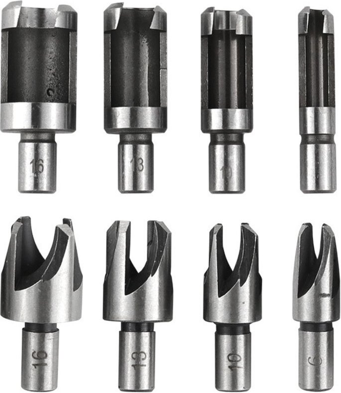 8-teiliges Holzdübelfräser-Set 6 mm/10 mm/13 mm/16 mm Holzdübelbohrer, Holzdübelbohrer aus Kohlenstoffstahl für die Holz...