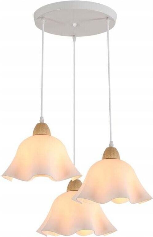 Comely - 3 Lichter Pendelleuchte Vintage Industrie Kronleuchter Retro Holz Deckenleuchte Blumen Design E27 Deckenbeleuch...