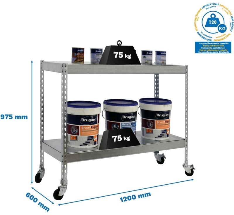 Simonrack Metall-Regal mit Rollen 900x1200x600 mm