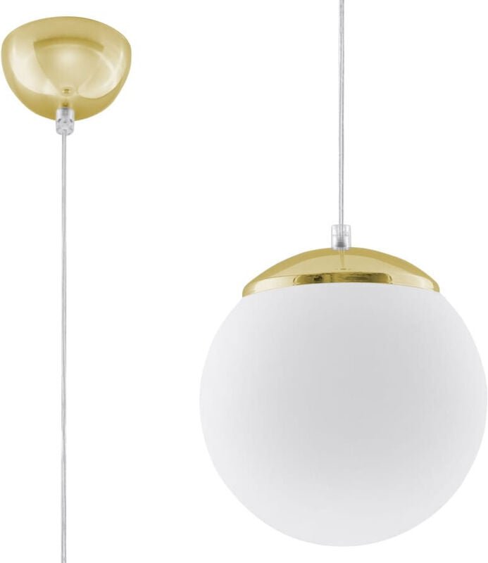 Globe Pendant Light White, Gold E27 Globe Pendelleuchte Weiß, Gold E27