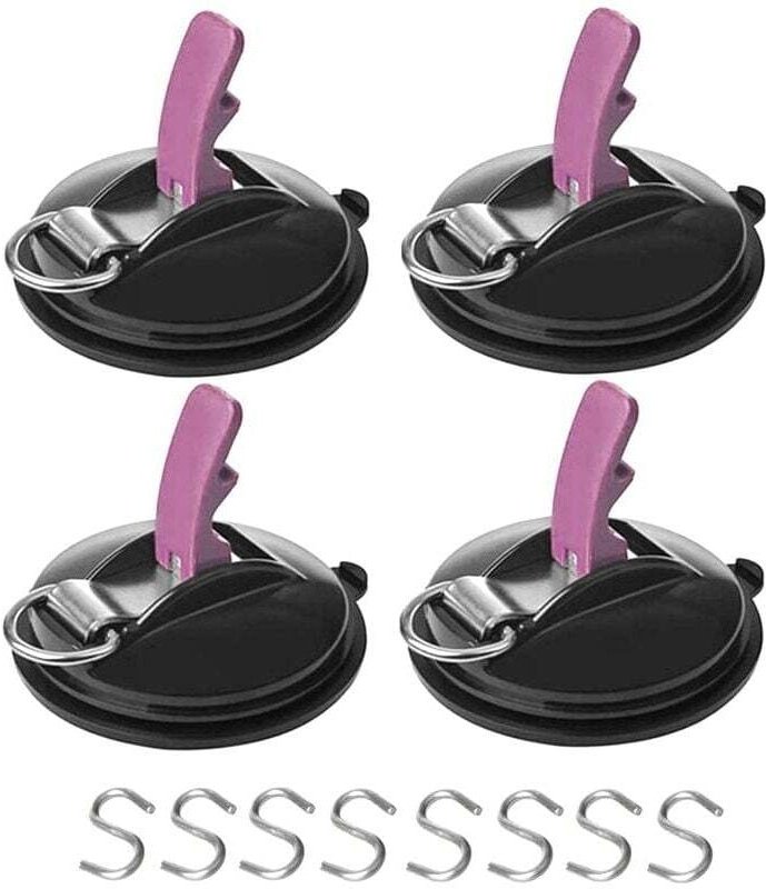 4er-Pack Auto-Saugnapfhaken mit 8 S-Haken – praktisches Zubehör für Campingzelte, Bootsabdeckungen und Gepäck
