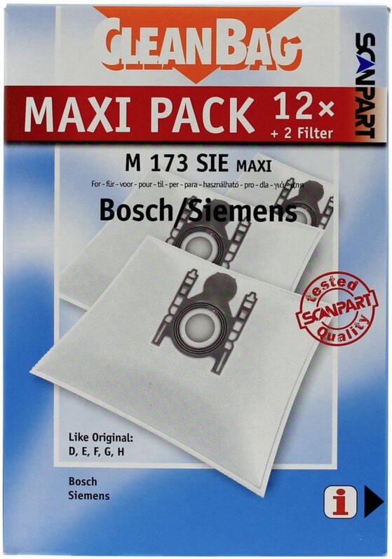Maxipack kompatibel mit Bosch/Siemens Typ d,e,f,g,h 2687438173 Staubsaugerbeutel - Scanpart