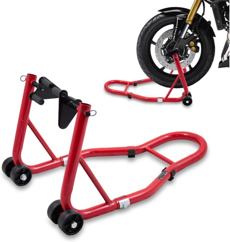 Motorradständer Vorn Motorrad Montageständer Vorderrad Transportständer Rot Aufnahme 21 - 26 cm + für fast alle Motorräd...