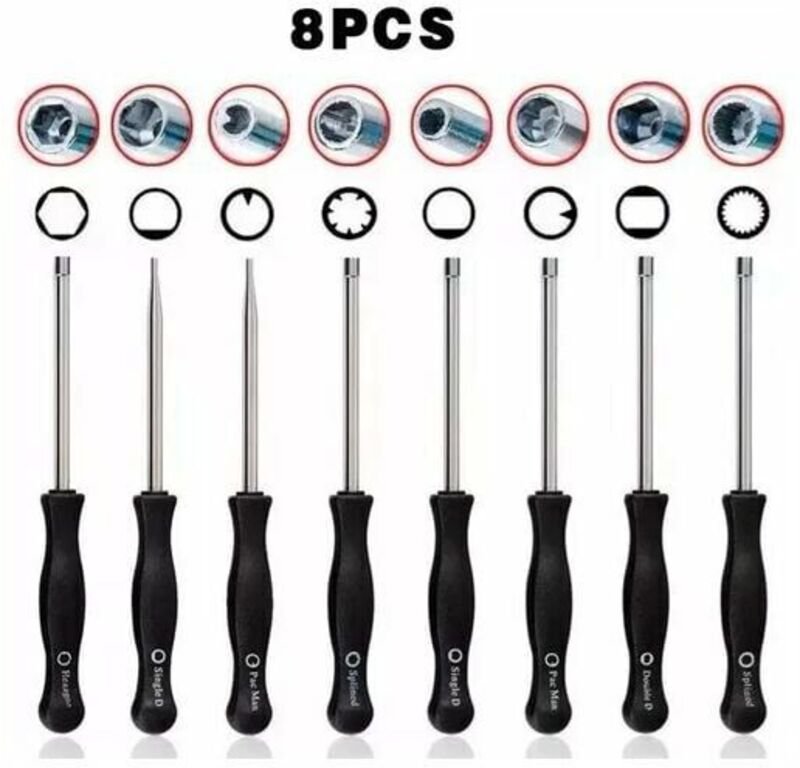 Satz mit 8 Schraubendrehern zum Einstellen der Vergaser kleiner 2-Takt-Motoren von Kettensägen/Rasentrimmern/etc.