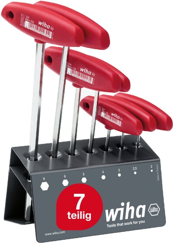Stiftschlüssel mit Quergriff Set Sechskant 7-teilig i inkl. Werkbankständer i glanzvernickelt i Stiftschlüsselsatz mit T...