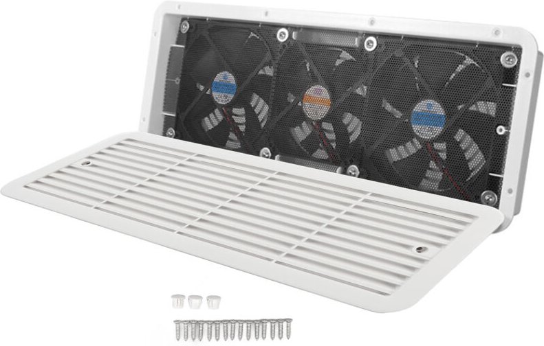 Wohnmobil-Kühlschrankventilator, 12 v, drei Ventilatoren, leise, seitliche Lüftungsöffnung für Wohnmobile mit Schutznetz...
