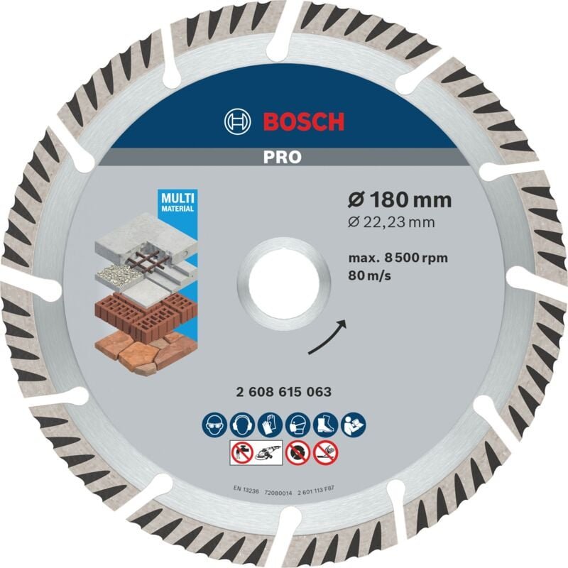 Pro Multi Material Diamanttrennscheibe, 180 x 22,23 mm - Bosch