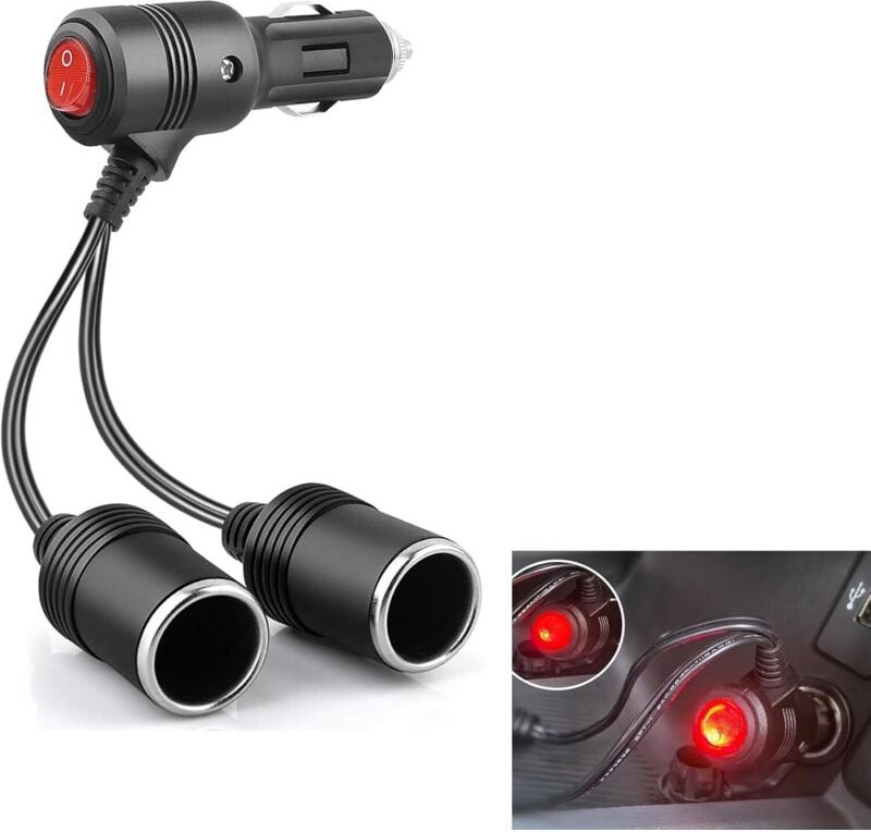 Zigarettenanzünder Verteiler, Adapter Zigarettenanzünder Steckdose,1 bis 2 kfz Auto Zigarettenanzünder Stecker mit Schal...