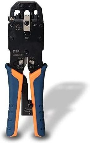 AISENS A142-0311 - Metall-Crimpzange RJ10/RJ11/RJ12/RJ45 Zwangssperre, Farbe Schwarz