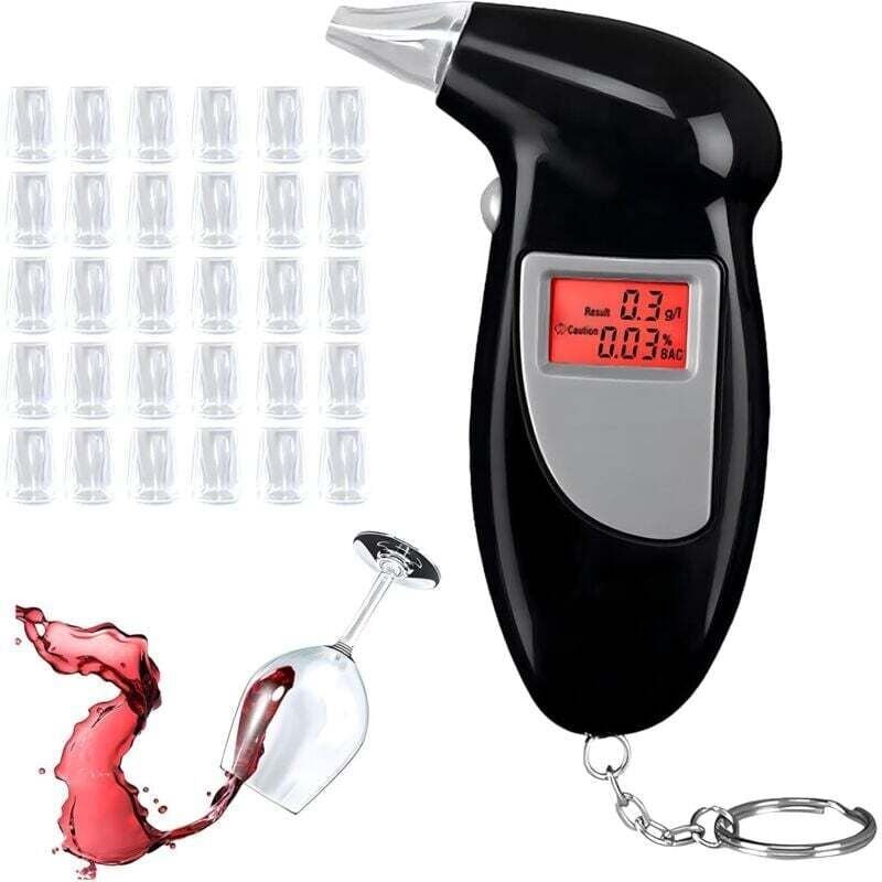 Alkoholtester, Alkoholtester, polizeigenau, Promille-Tester mit 30 Mundstücken, professioneller tragbarer Alkoholtester,...